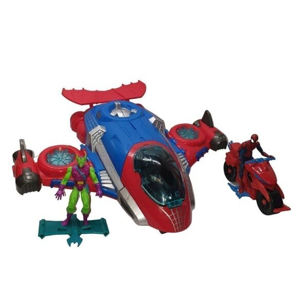 Marvel Spider-Man Jetquarters Ship Green Goblin Articulated Figures Playset NWOT - Picture 1 of 11